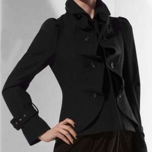 BCBGMaxAzria Ruffle Button Military Jacket Coat Pea Coat